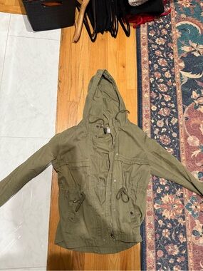 H&M Olive Green Hooded Utility Jacket
